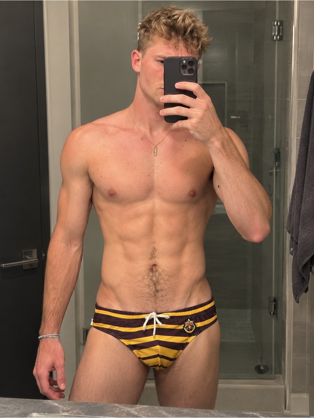 Ultra low rise slim fit Marcuse Yellow Striped Men’s Swim Briefs